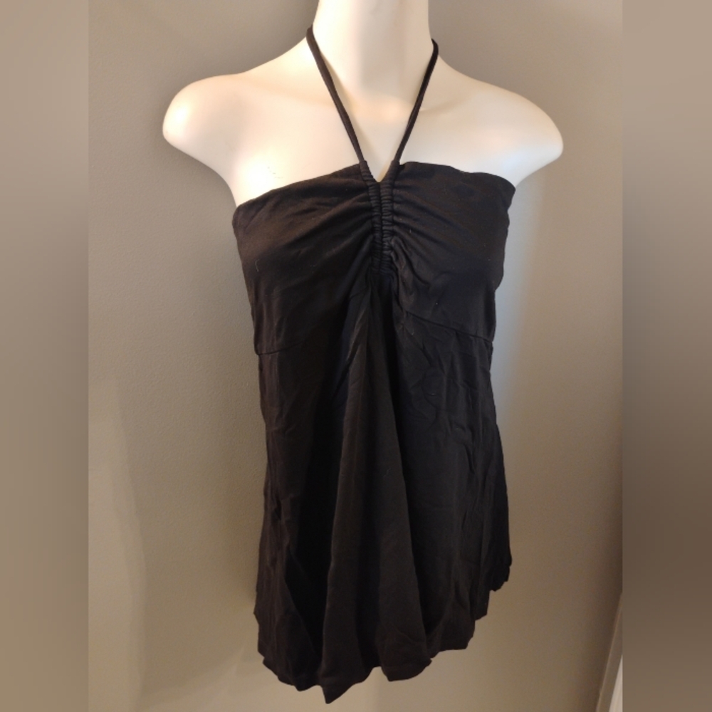 Women's Patagonia Size Large Black Halter Tie Tunic Tank Ruched